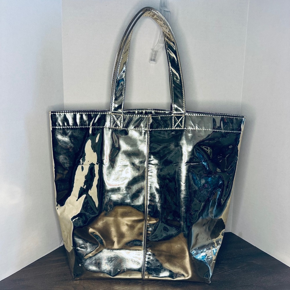 CONSUELA Gold Metallic Shiny North South Large Tote bag Austin - Picture 3 of 6